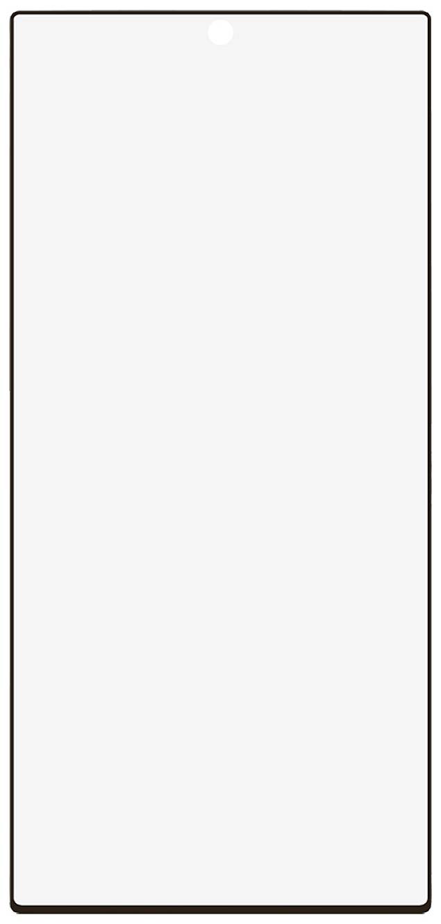 A blank screen with a thin black frame and a small dot at the top centre.