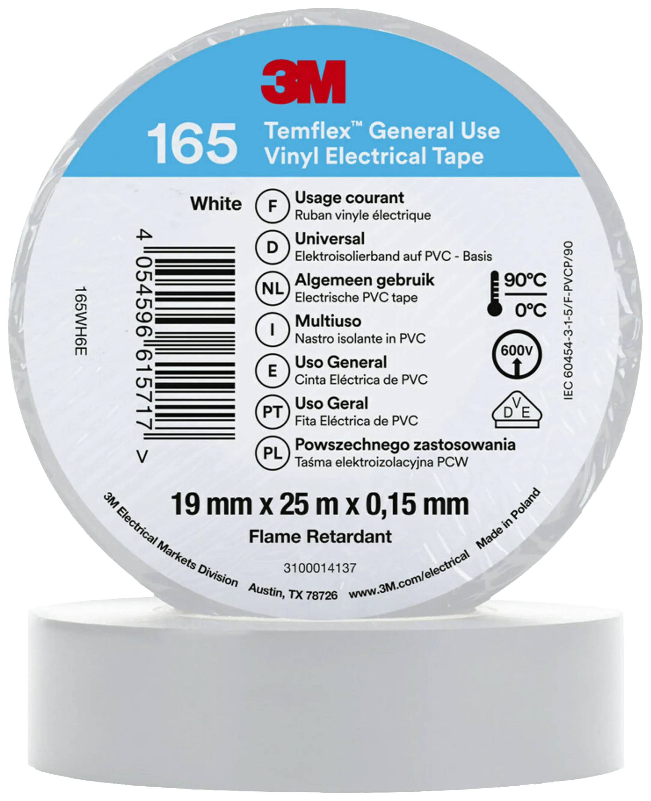 3M Temflex Vinyl Electrical Tape White