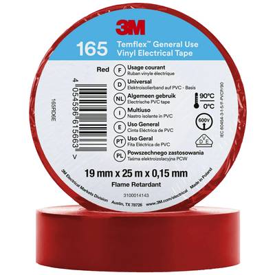 3M Temflex™ 165 165RD6E Electrical tape Temflex™ 165 Red (L x W) 25 m x 19 mm 1 pc(s)