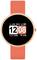 Smartwatch with an orange strap shows time as 12:08, date Monday, 12th, steps 17,000 and heart rate 100.