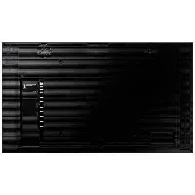 Back of a black television with various connections on the left side, including HDMI and USB ports.