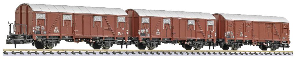 Image of Liliput L260131 N 3er-Set goods wagon Glmths 57 of DB Length over buffers/length over buffers each wagon 81 or 78 mm
