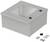 A rectangular metal box with a transparent lid, two black buttons, and screws lying nearby. Suitable for electronic components.
