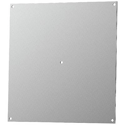 A square metal plate with a central hole, surrounded by small holes at each corner.