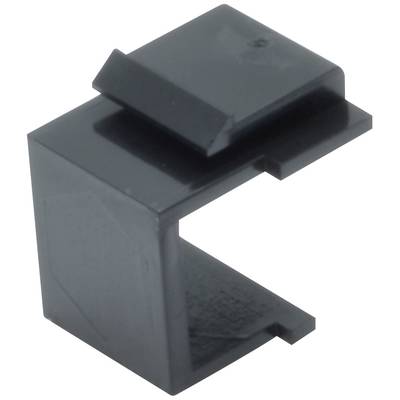 A black plastic C-shaped clip used for securing cables or small pipes.