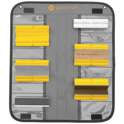 A grey board with several coloured patterns of different materials, including yellow, white, cork, grey and brown, displays surface samples. At the top, it reads 'Amber'.
