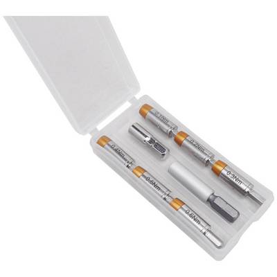 An open plastic container with several metal attachments and markings such as '0.4 Nm'.