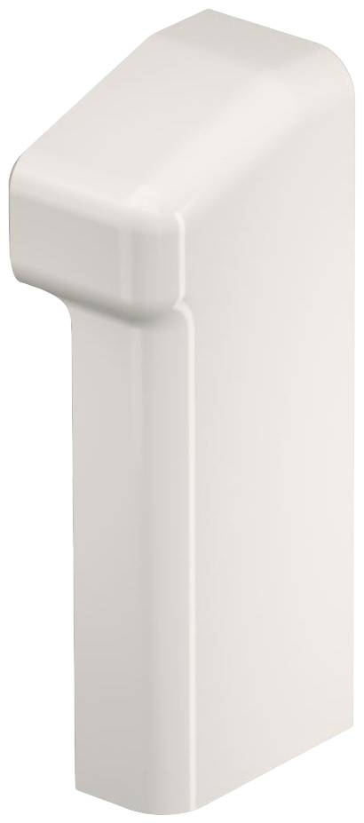 White, rectangular plastic cover with a slightly curved upper edge, typical for protecting corners or edges of furniture.