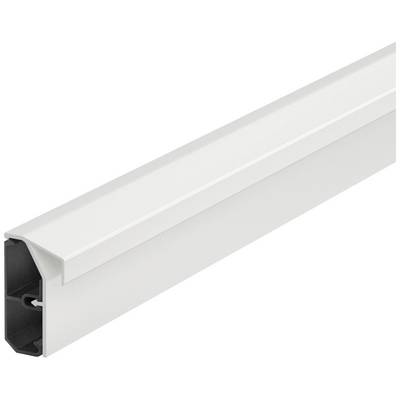 A white, rectangular plastic cable trunking, opened to showcase its interior. Suitable for laying and bundling cables.