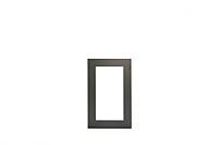 A rectangular, empty black picture frame on a white background.