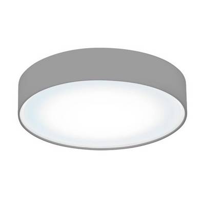 A round, flat, grey ceiling light with even, bright illumination, suitable for modern interiors.
