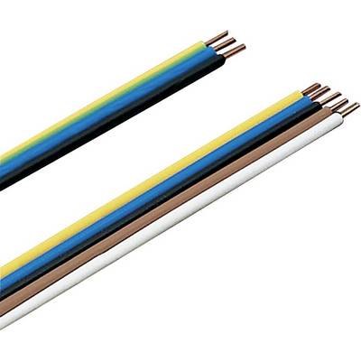 Several multi-coloured electrical cables with copper cores are arranged side by side, pictured against a white background.