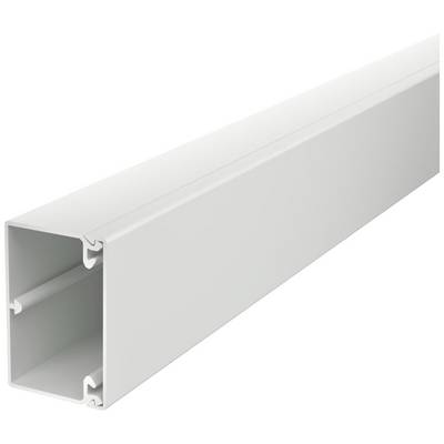 A white rectangular plastic trunking for routing and protecting cables in interior spaces.