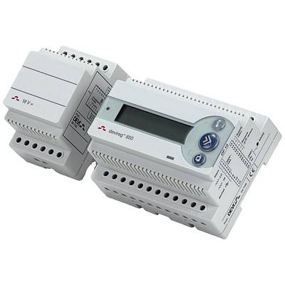 A digital control unit with a display and multiple connection terminals, used for controlling electrical systems.
