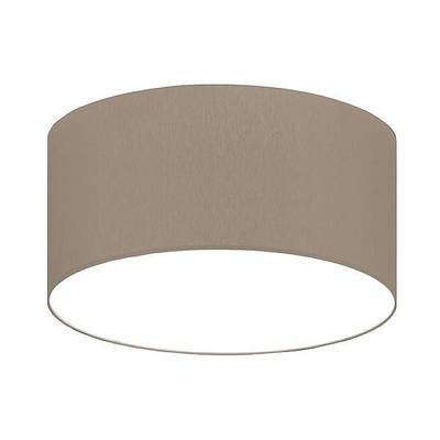 Cylindrical brown lamp shade with white interior.