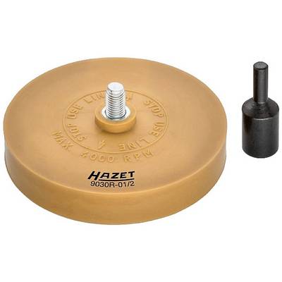 Two parts: A round, orange grinding disc with metal bolts and the marking 'HAZET' for 4000 rpm, alongside a black adapter.