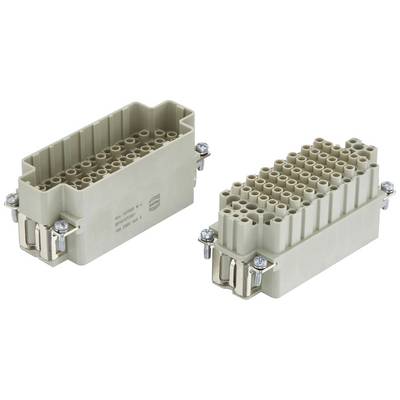 Two beige rectangular connector housings with multiple terminals and screws on both sides.