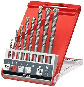kwb  39800 Quenched steel Masonry twist drill bit set 8-piece 3 mm, 4 mm, 5 mm, 6 mm, 7 mm, 8 mm, 9 mm, 10 mm  Cylinder shank 8 pc(s)
