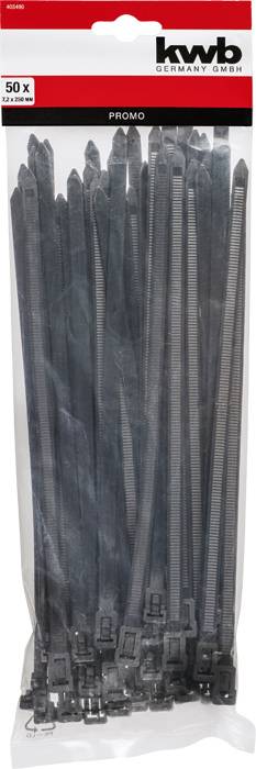kwb 403490 Cable tie 250 mm 7.20 mm Black Releasable 50 pc(s)-1