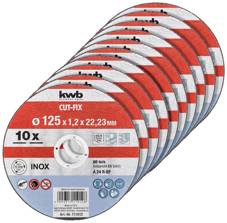 kwb 711922 Cutting disc set 125 mm 10 pc(s)-0