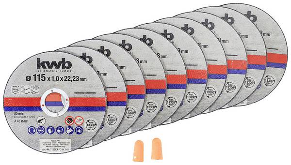 kwb 712021 Cutting disc set 115 mm 10 pc(s) Metal