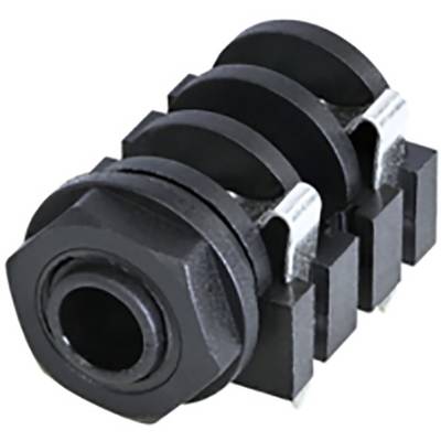 Black cable gland with ribbed design for secure cable connection.