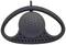 Black silicone case for a round object with a perforated surface and handle, possibly a speaker accessory.
