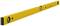 A yellow spirit level with two bubble vials, used for measuring horizontal and vertical planes.
