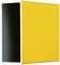 A yellow, rectangular tube with an open end, whose interior appears dark.
