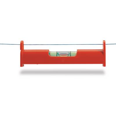 A red spirit level shows a perfectly horizontal line.