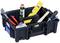 Black toolbox with various tools such as hammer, screwdriver and spirit level. Perfect for DIY projects.