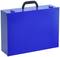 Blue plastic case with black handle, suitable for storage and transportation of smaller items.
