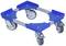 Blue rolling platform with four swivel castors. Suitable for easy transportation of heavy items across flat surfaces.