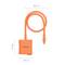 An orange charging cable by Jackery with dimensions: 2.8 x 2.6 inches for the plug, cable length not specified.