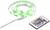 A green LED light strip with a remote control for colour selection.