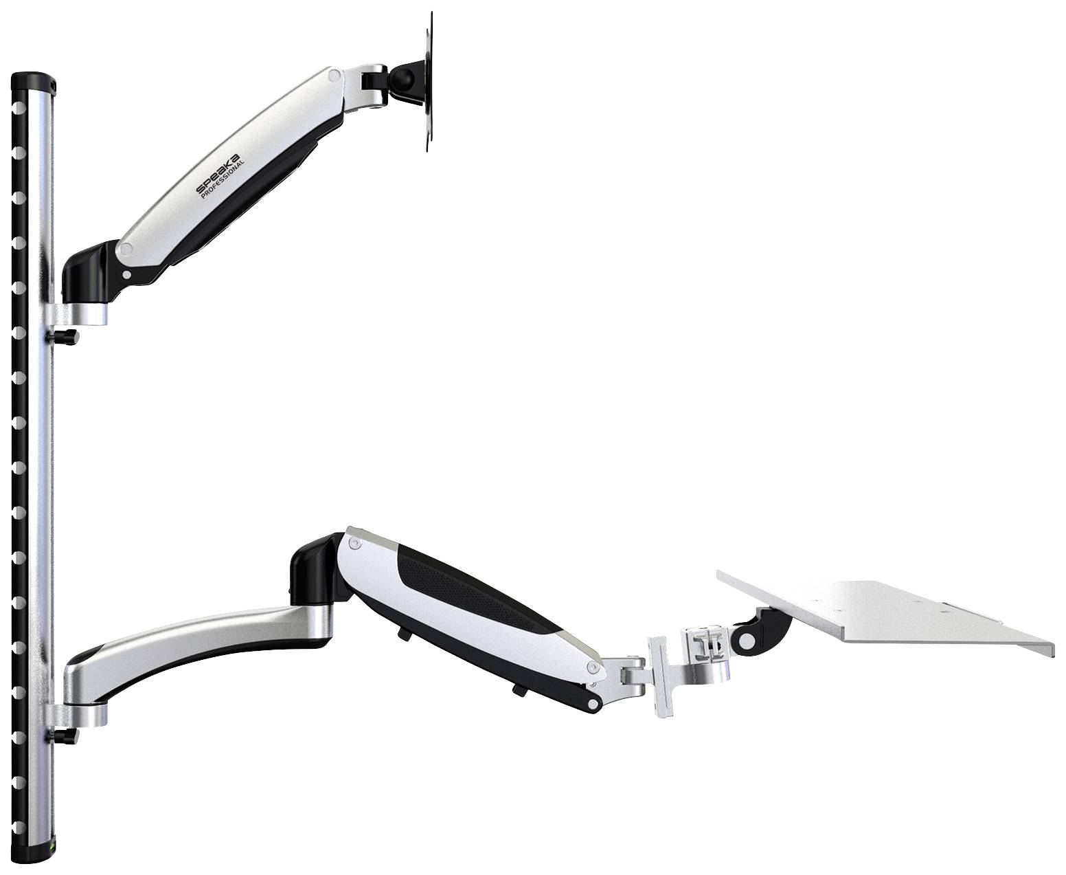 SpeaKa Professional Monitor wall mount SP-MM-730 1 Display(s) 43,2 cm (17") - 68,6 cm (27") Black/silver Height-adjustab-1
