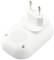 White socket adapter with speaker grilles, on/off switch, and function buttons, suitable for wireless connection.