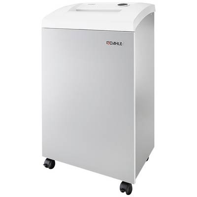 White document shredder by Dahle with four castors on the underside.