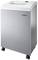 Office paper shredder with white casing and wheels, suitable for high security requirements, brand visible on the front side.