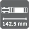 'Description of a cylinder with the specified length of 142.5 mm.'