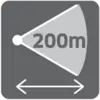 The symbol shows a bearing line with the inscription '200m'. An arrow below indicates the direction of movement.