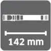 The symbol of the ruler indicates a pencil length of 142 mm.