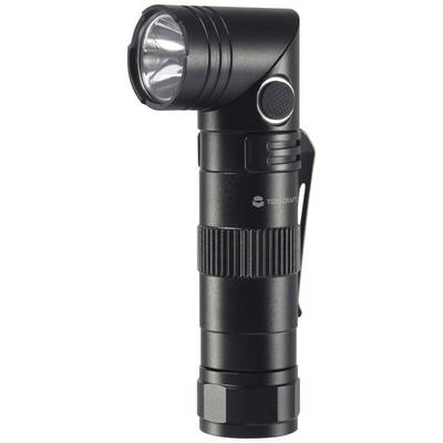 Black, compact LED torch with side button and belt clip, suitable for versatile lighting situations.
