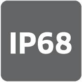 'IP68' indicates that the device is dust-tight and protected against prolonged immersion in water.