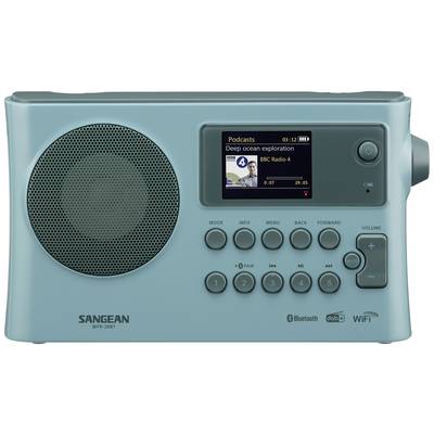 Sangean WFR-28BT Internet desk radio DAB+, FM Wi-Fi, Bluetooth, AUX  Battery charger, Spotify Light blue