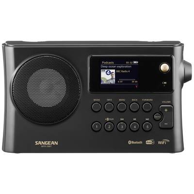 Sangean WFR-28BT Internet desk radio DAB+, FM Wi-Fi, Bluetooth, AUX  Battery charger, Spotify Black