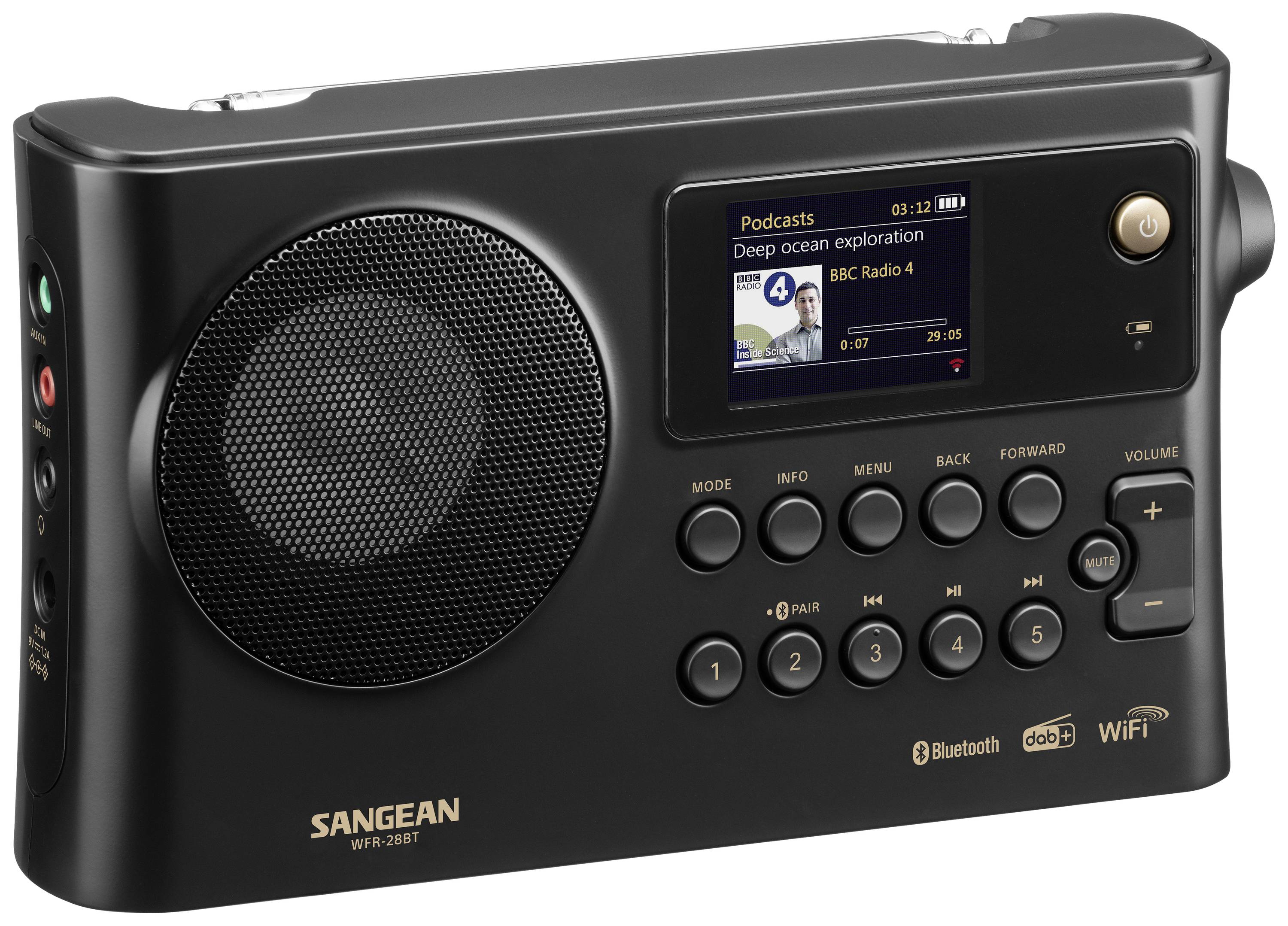 gravid adjektiv propel Sangean WFR-28BT Internet desk radio DAB+, FM Wi-Fi, Bluetooth, AUX Battery  charger, Spotify Black | Conrad.com