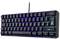 Black gaming keyboard with blue and turquoise backlighting, featuring German QWERTZ key layout, compact design.