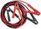 Red and black jump leads with clamps for recharging car batteries.