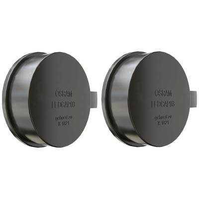 Two identical round black objects with the inscription 'OSRAM LEDCAP103 turned to K1821'.